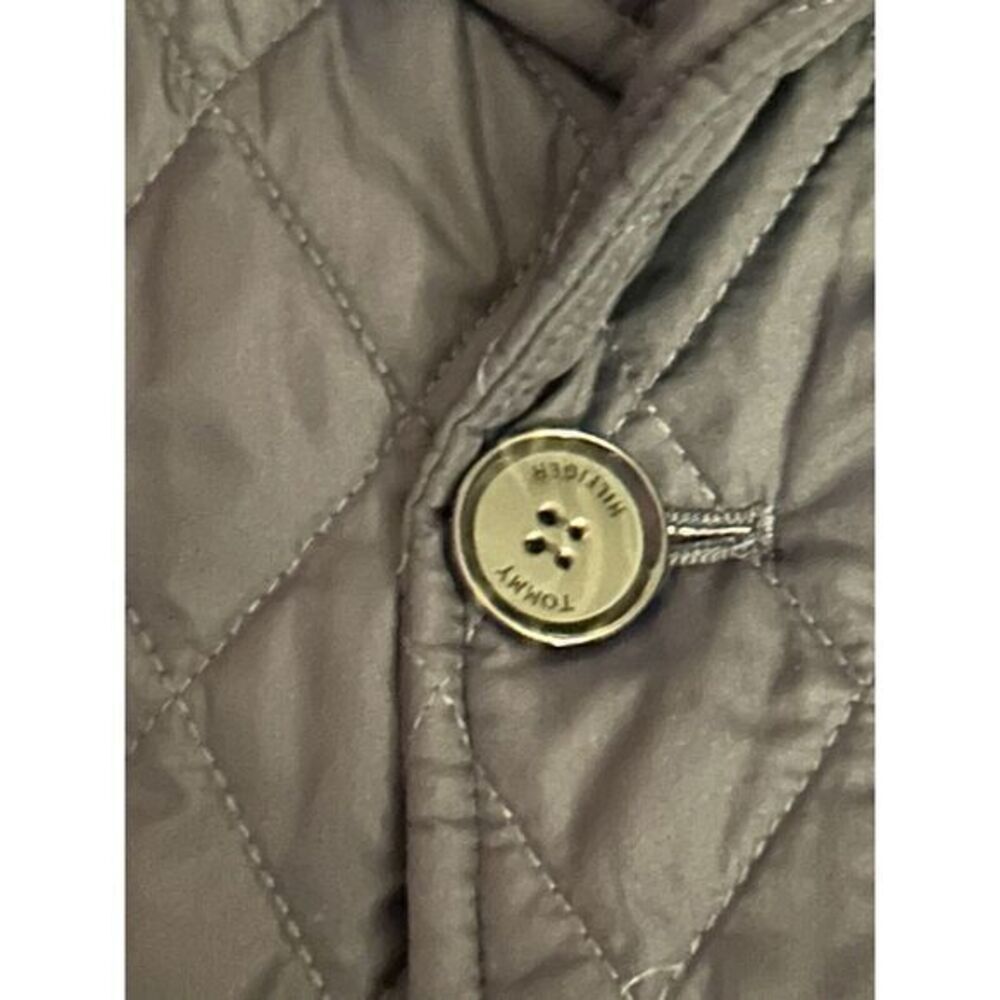 Tommy‎ Hilfiger Womens Quilted Trench Coat Jacket Black/Red Small Belt 254 - Picture 3 of 6